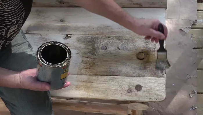 Apply polyurethane stain and varnish for protection and aesthetics.