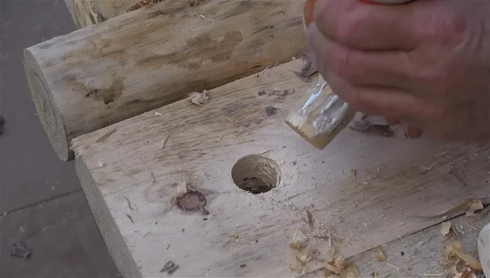 Cut off excess pegs using a flush cut saw.