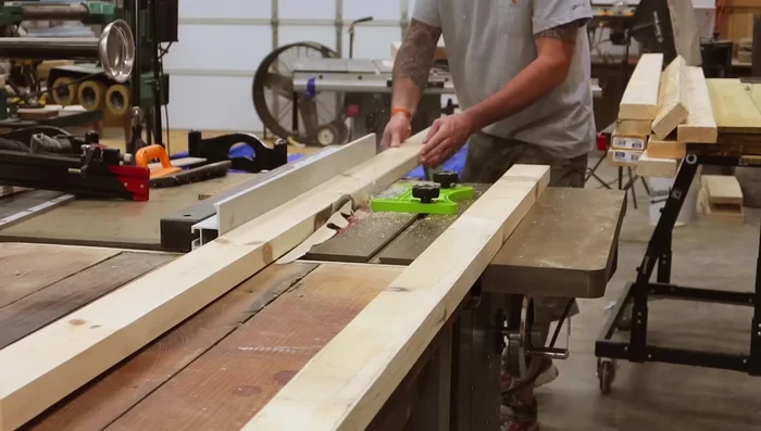 Create shiplap on fence pickets using a dado blade (or single blade method). Cut a 1/4 inch rabbet on one side, flip, and repeat for half the board thickness.