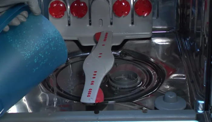 If the leak is not immediately visible, fill the dishwasher tub with water to pinpoint the source.