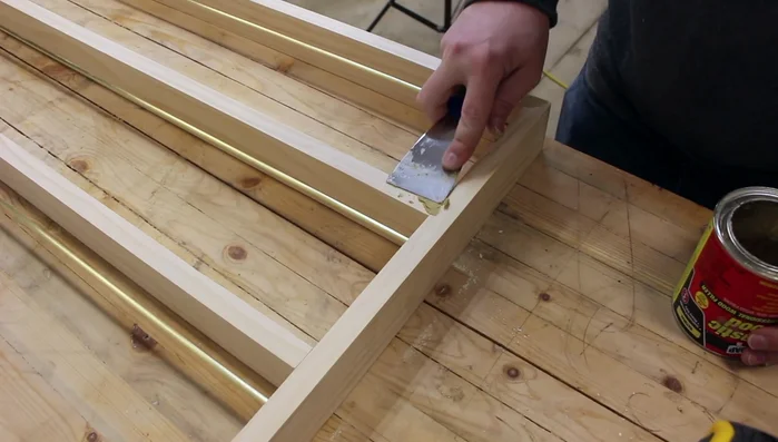 Fill all gaps and joints with wood filler.