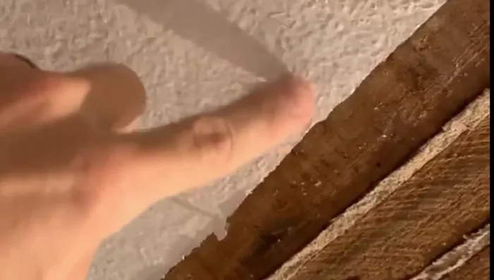 Peel off loose plaster and drill holes.