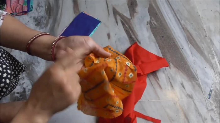 Cut rectangular pieces of fabric. The example uses 3.5-inch by 7-inch pieces.