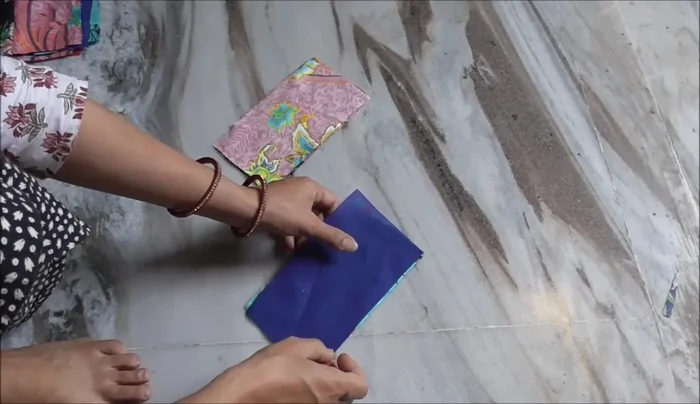 Create mixture blocks by joining rectangular pieces together and stitching them.