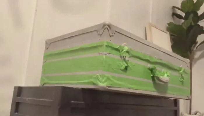 Paint the lines using Fusion Mineral Paint in Buttermilk Cream. The slightly thicker consistency of older paint can prevent seepage under the tape.