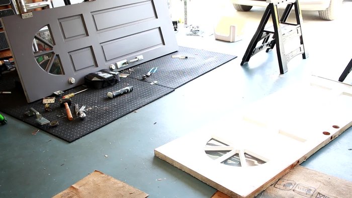 Remove hardware from the second door.