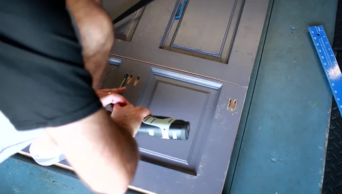 Trim a 3-inch border around the joined doors.