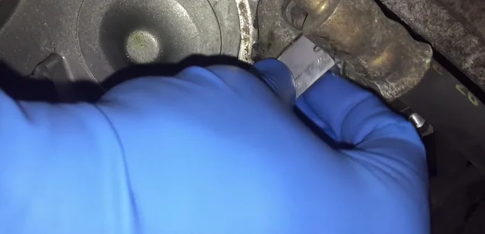 Clean the gasket surface of the engine block with a razor blade and brake cleaner.