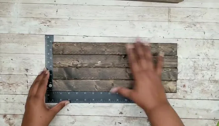 Assemble the shelves: Glue four 15" pieces together for each shelf, ensuring evenness using a carpenter's square. Repeat for all three shelves.