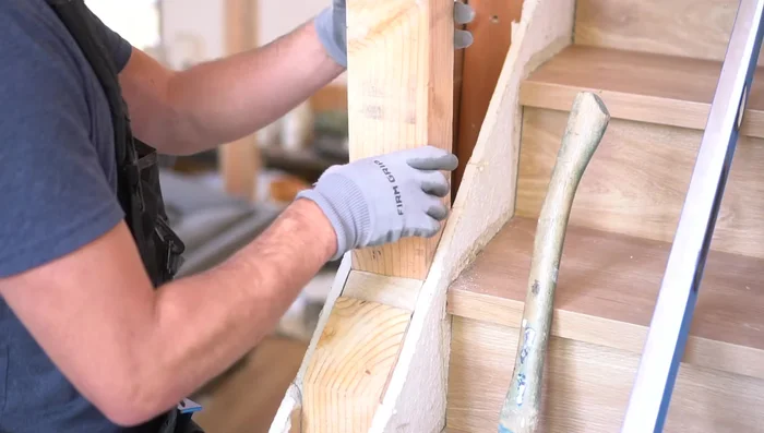 Repeat the process for the second stair set, ensuring proper blocking at top, bottom, and middle.