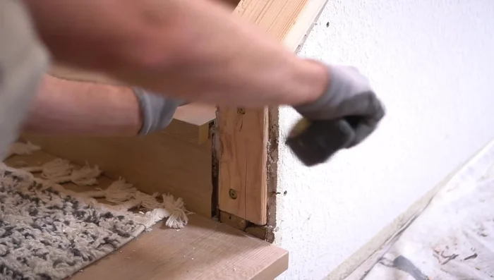 Install the top cap over the base plate using plywood core paint-grade trim for superior strength compared to MDF.