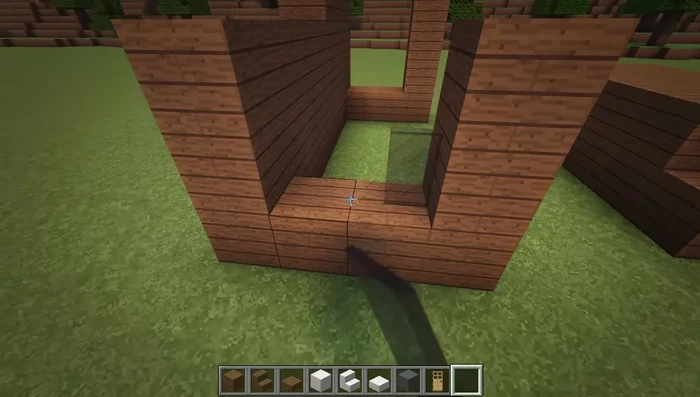 Create a staircase using spruce stairs on the right side.
