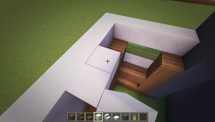 Fill in the roof with quartz blocks and slabs.