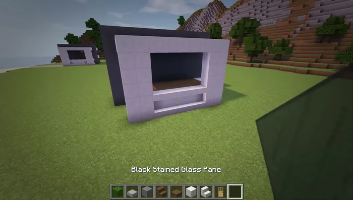 Install oak doors, creating a 2x2 opening, and add spruce stairs in front.