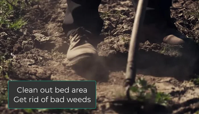 Edge the area with a trench 3-4 inches deep and 8-12 inches wide to contain the soil and mulch.