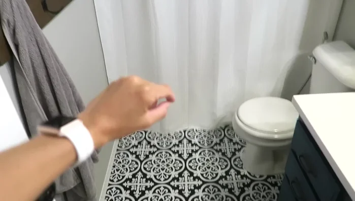 Install peel and stick floor tiles.