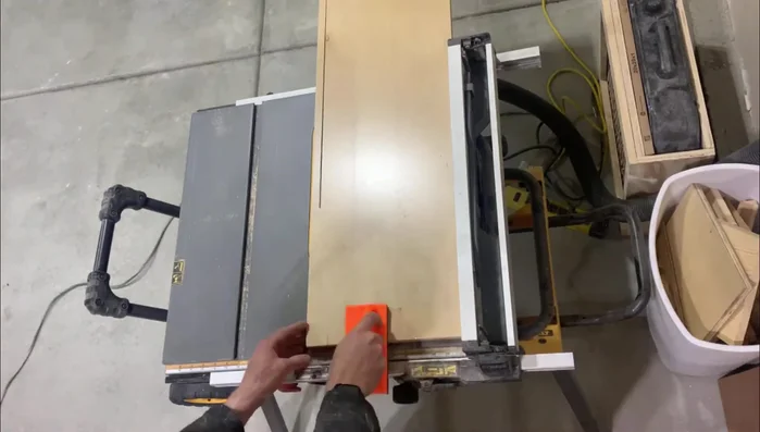 Cut shelves to width and depth using a table saw.